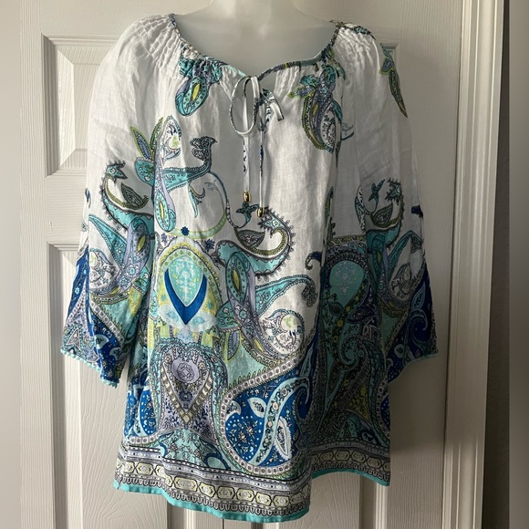 Charter Club Luxury Linen Paisley Tunic NWT - Picture 1 of 5